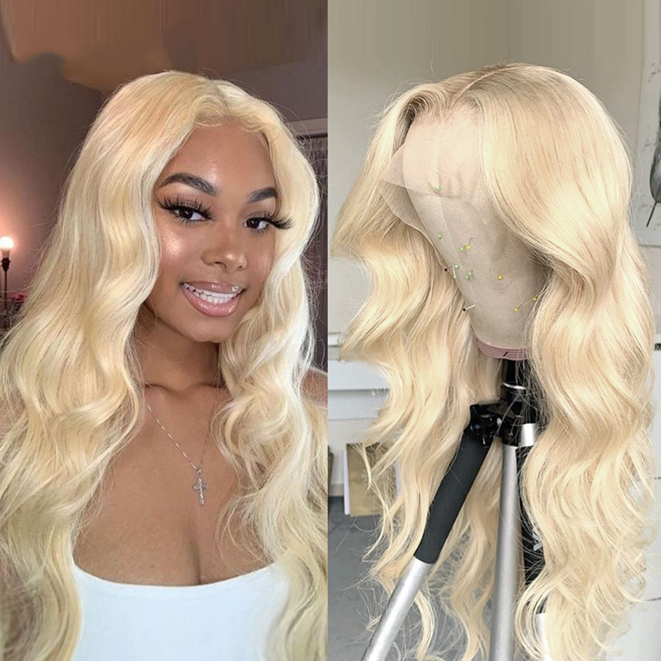 Virgin Transparent Full Lace #613 Honey Blonde Color Body Wave Human Hair Wigs